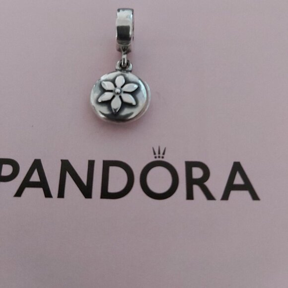 Auth PANDORA *RETIRED* Sterling ENGRAVABLE BREAST CANCER LUCERNE FLOWER 790522 - Picture 6 of 10